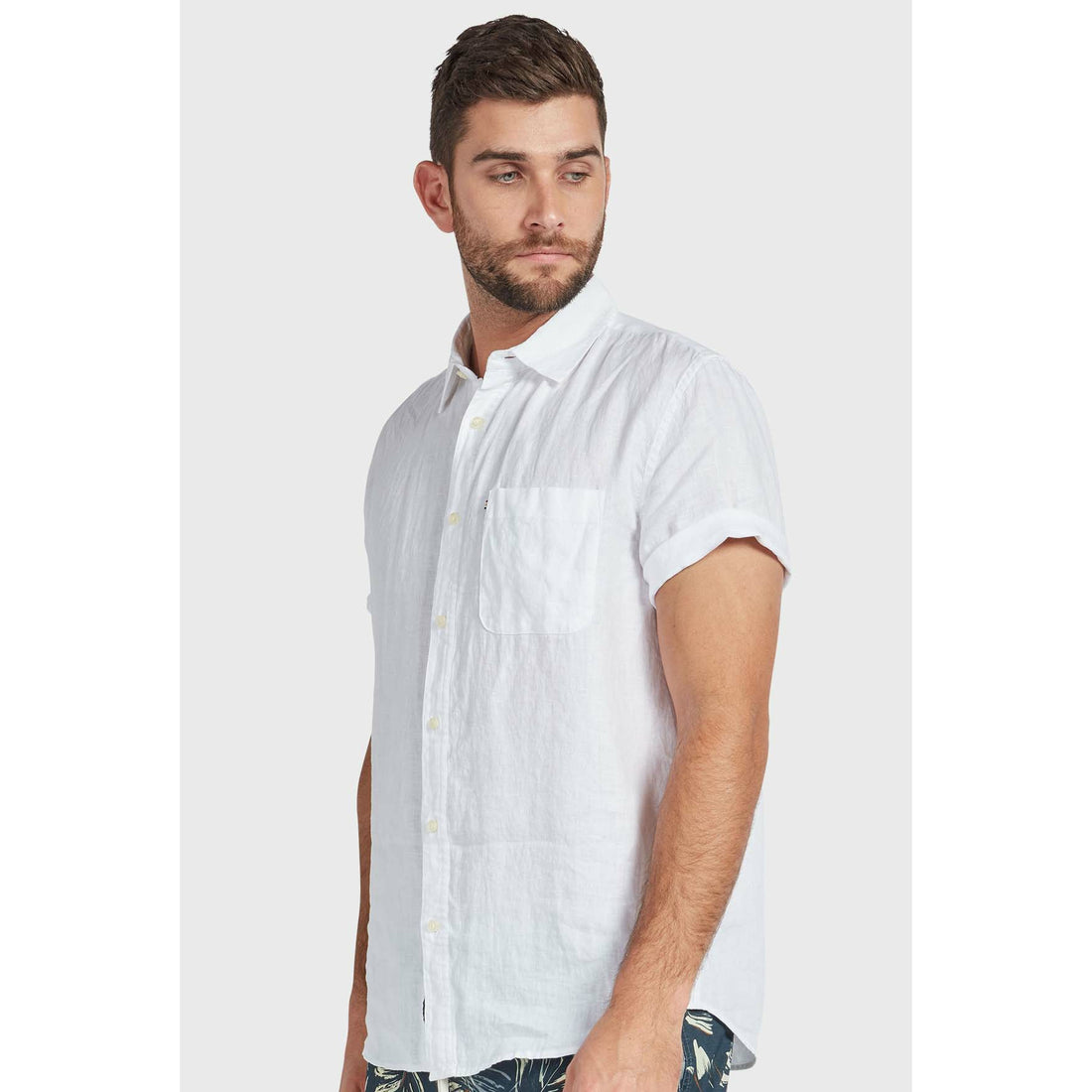 The Academy Brand Hampton S/S Linen Shirt - White