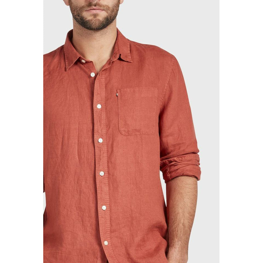 The Academy Brand Hampton L/S Linen Shirt - Chilli
