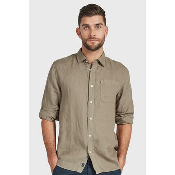 The Academy Brand Hampton L/S Linen Shirt - Olive