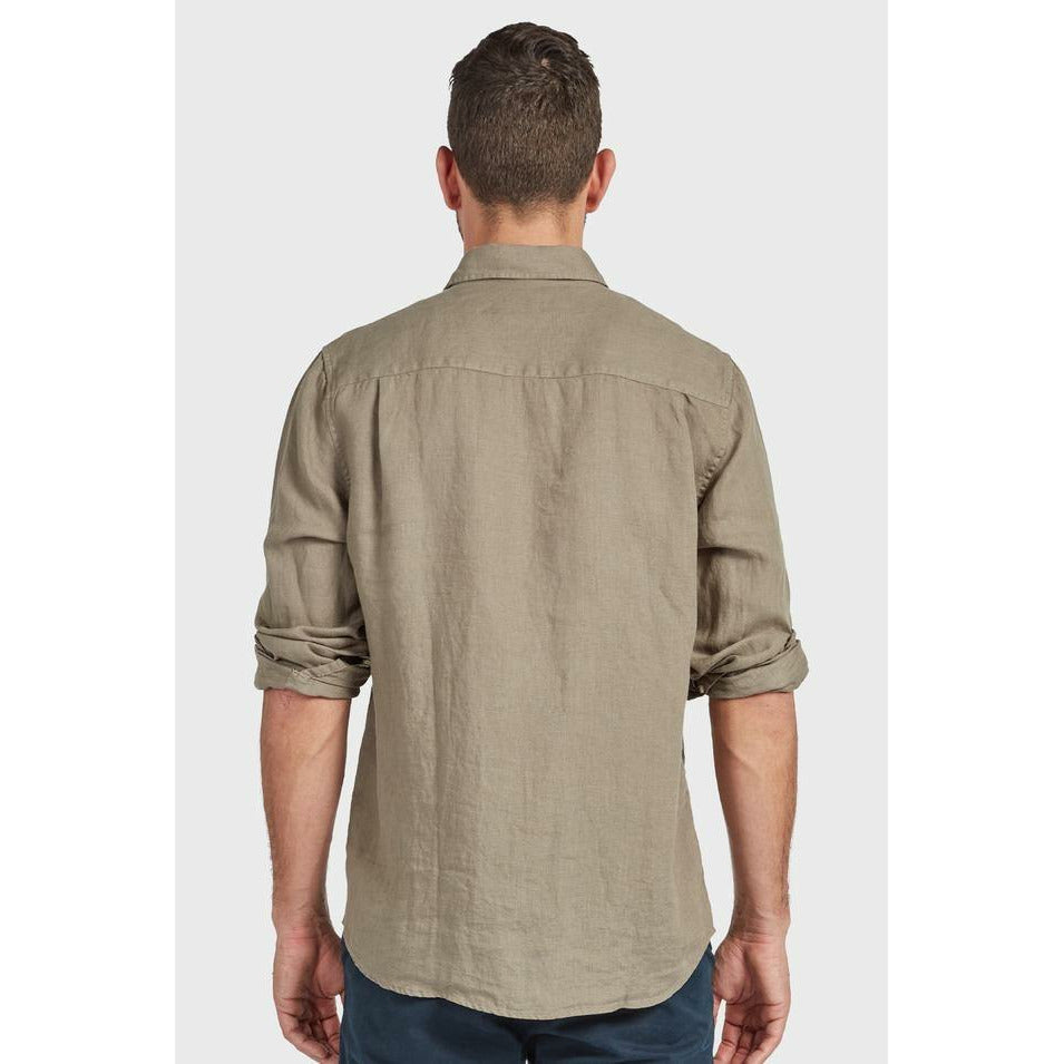 The Academy Brand Hampton L/S Linen Shirt - Olive