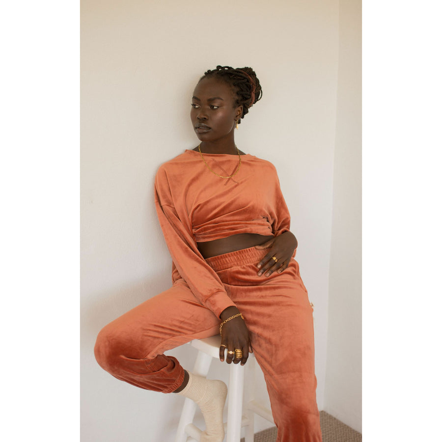 Araminta James Retro Velour Sweatshirt - Rust