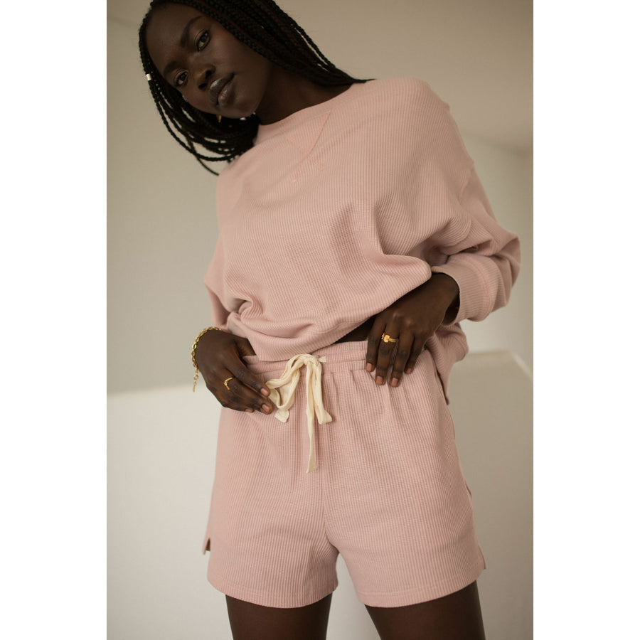 Araminta James Waffle Boyfriend Lounge Set - Dusty Rose