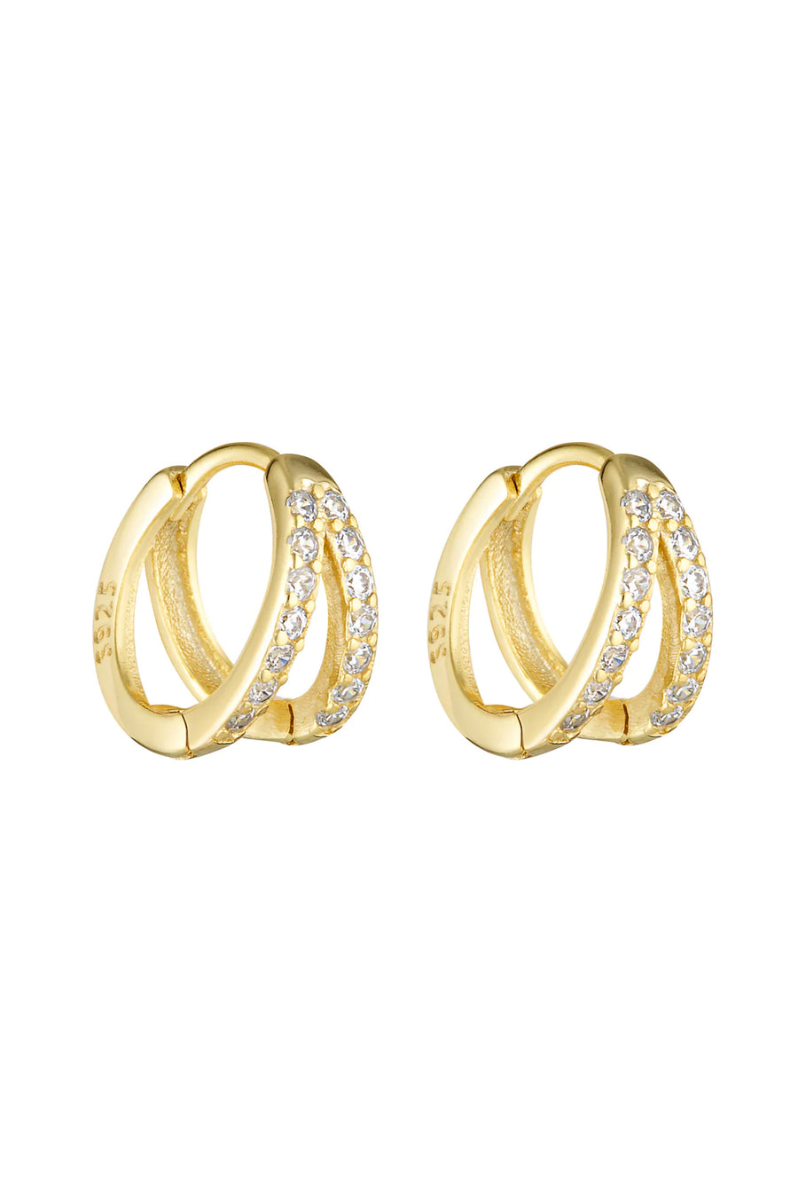 Porter Jewellery Double Angel Earrings - Gold/Clear