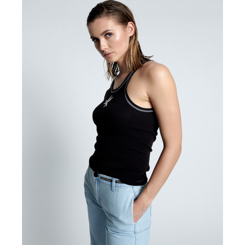 One Teaspoon Bower Bird Singlet - Jett Black