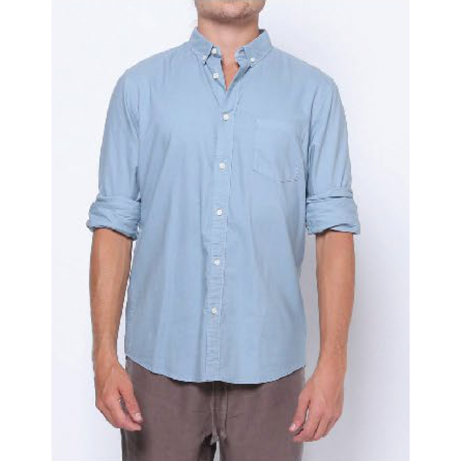 The Academy Brand Hampton L/S Linen Shirt - Smokey Blue