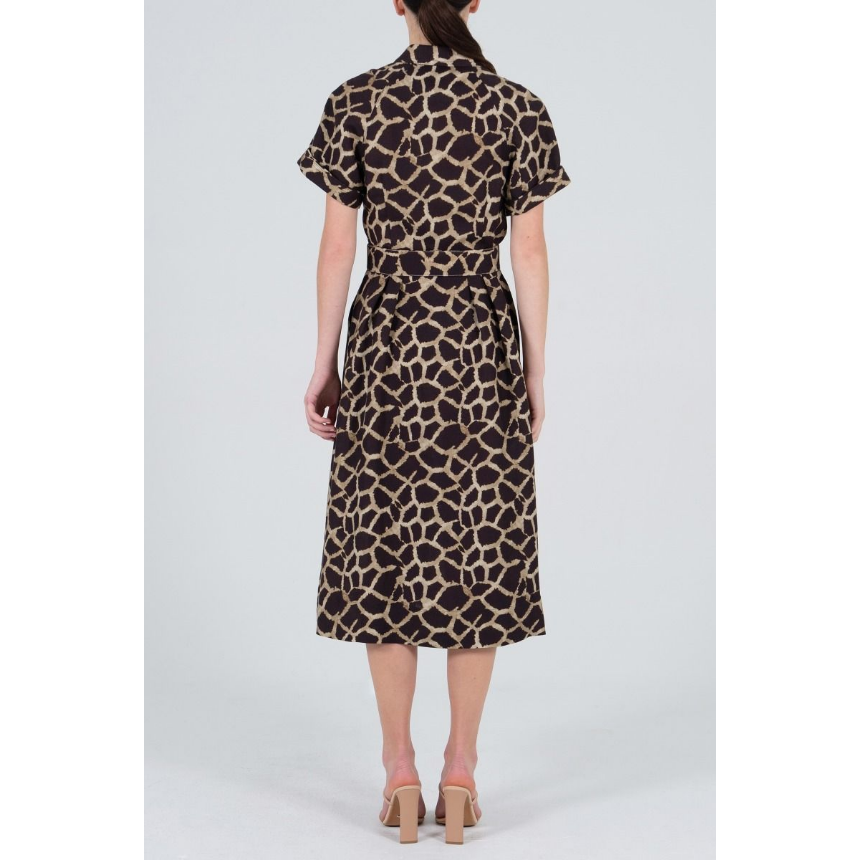 Rebecca Vallance Acacia Short Sleeve Midi Dress - Giraffe Print
