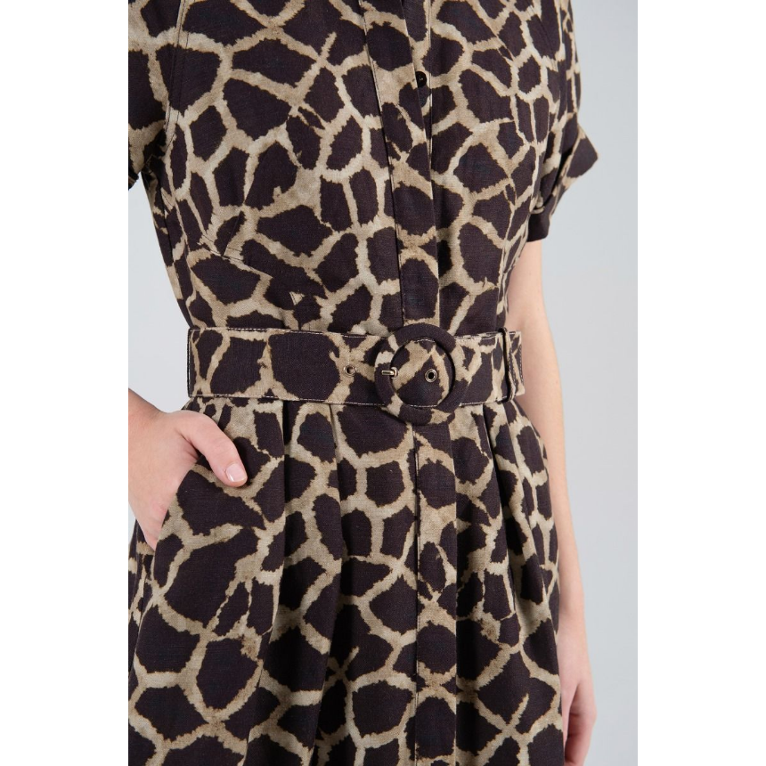 Rebecca Vallance Acacia Short Sleeve Midi Dress - Giraffe Print