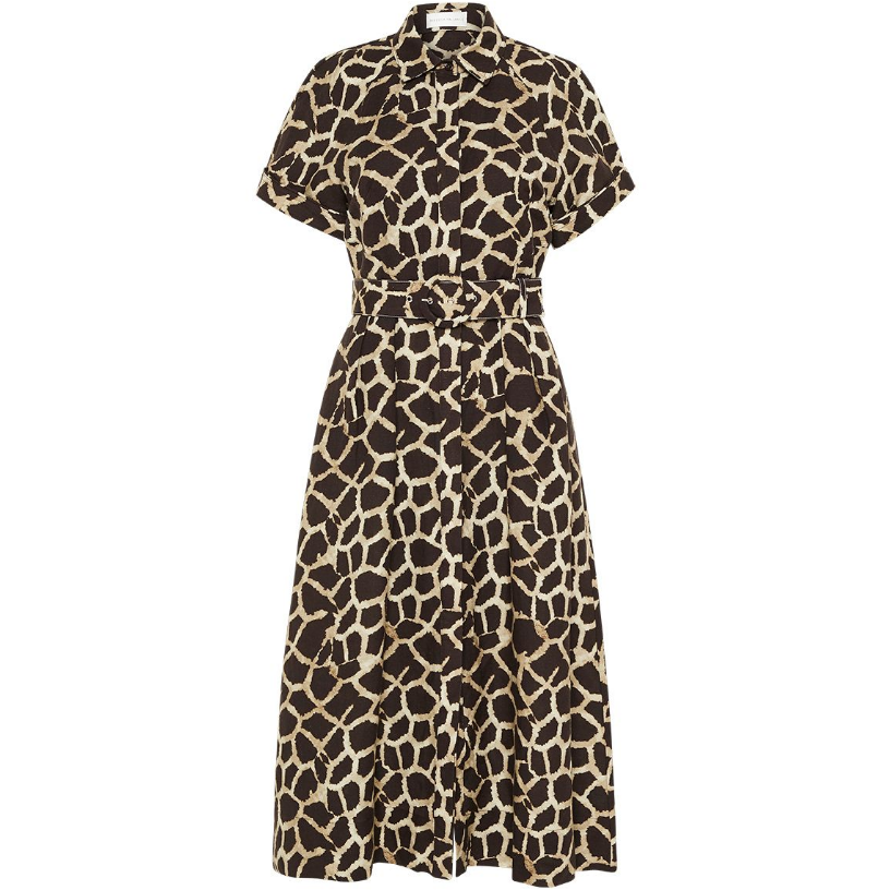 Rebecca Vallance Acacia Short Sleeve Midi Dress - Giraffe Print