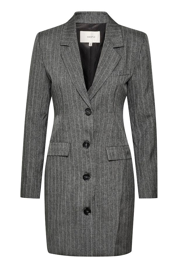 Gestuz AlinaGZ Blazer Dress - Dark Grey Pinstripe