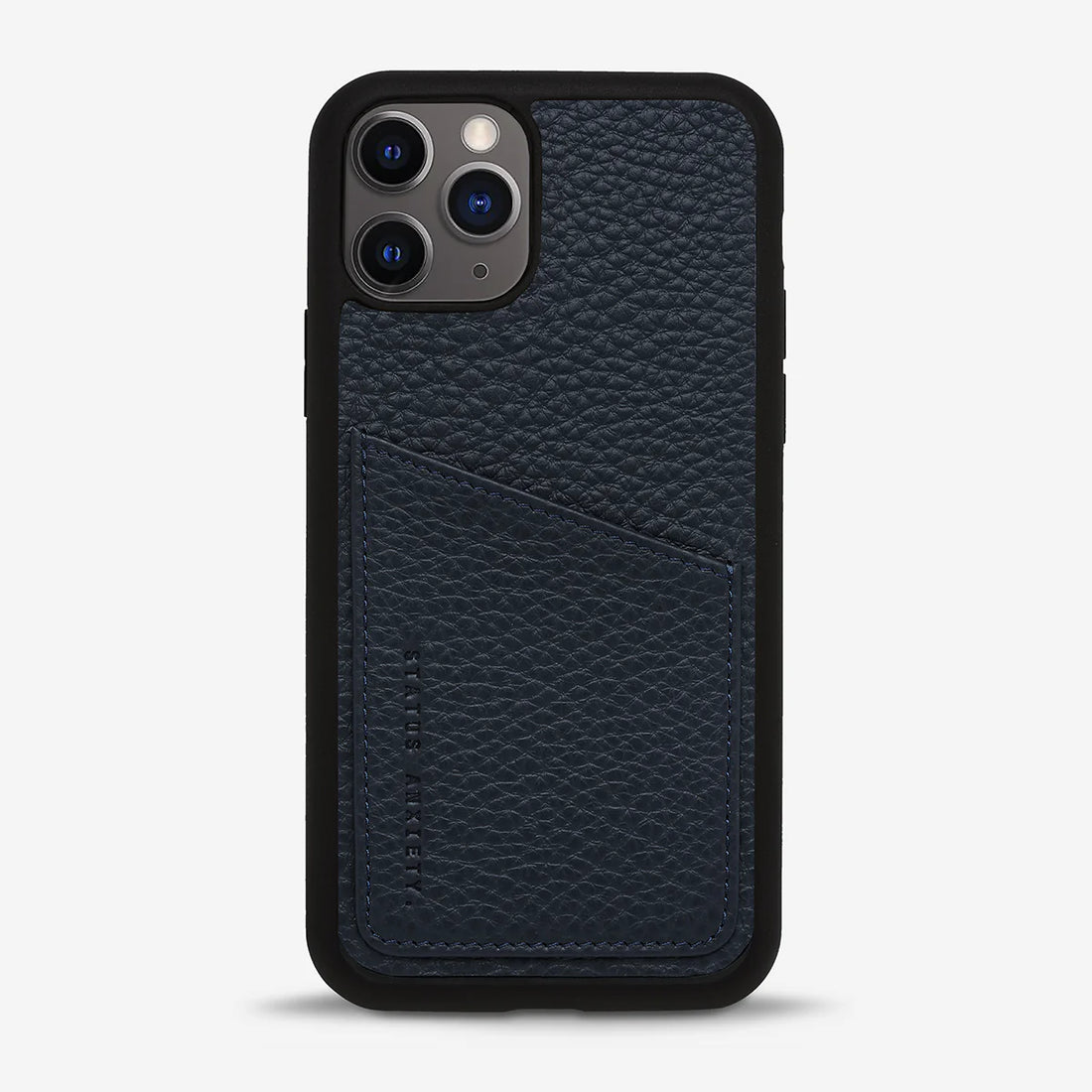 Status Anxiety Who's Who Leather Phone Case (iPhone) - Navy Blue