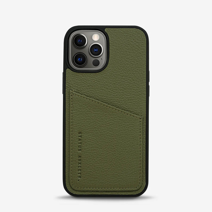 Status Anxiety Who's Who Leather Phone Case (iPhone) - Khaki