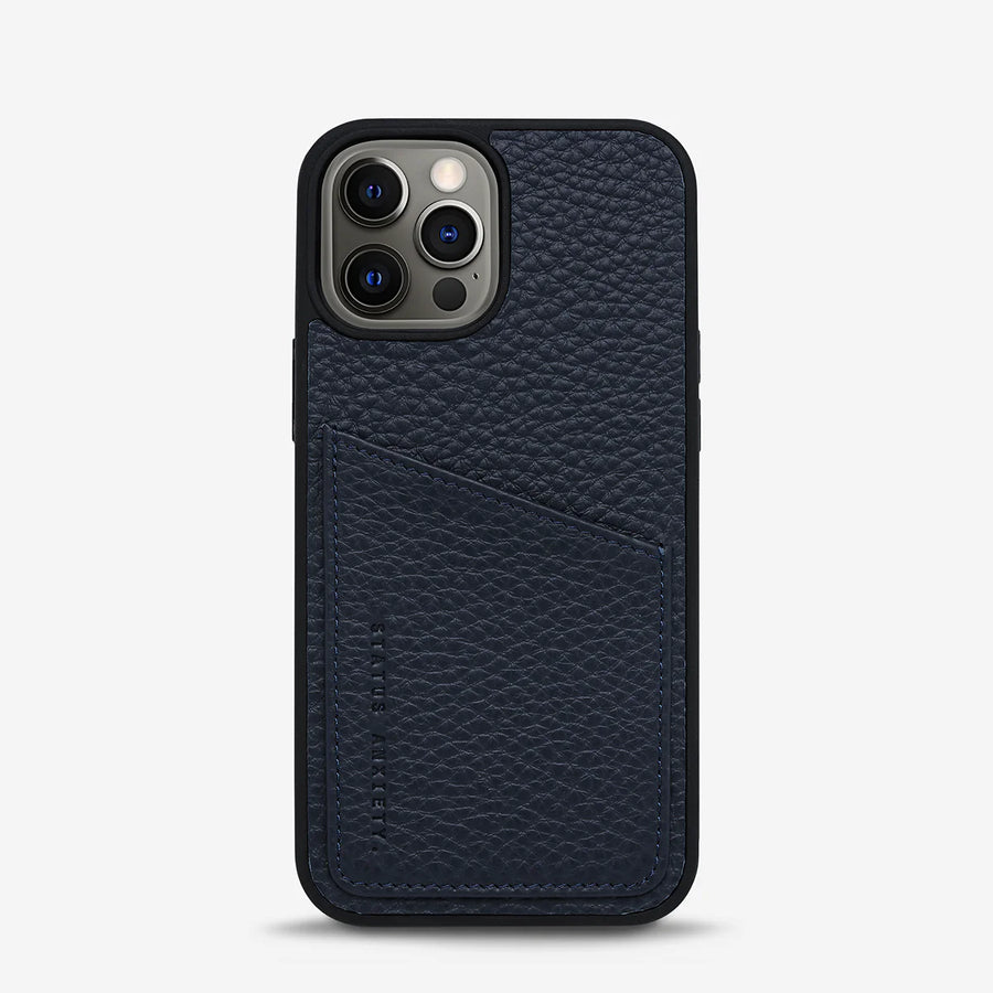 Status Anxiety Who's Who Leather Phone Case (iPhone) - Navy Blue