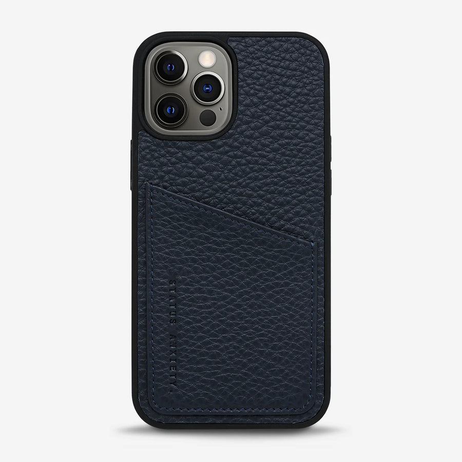 Status Anxiety Who's Who Leather Phone Case (iPhone) - Navy Blue