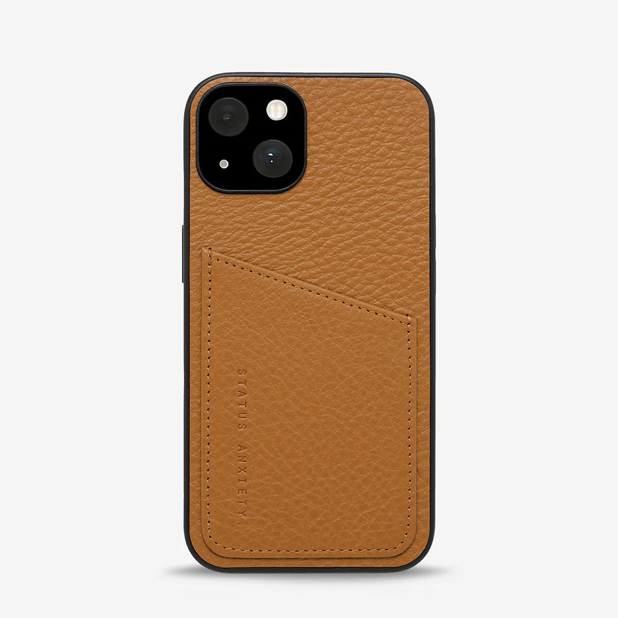 Status Anxiety Who's Who Leather Phone Case (iPhone) - Tan